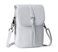 befen Genuine Leather Small Crossbody Bags for Women, Multi Pocket Cell Phone Crossbody Purse with RFID Blocking Card Slots, White