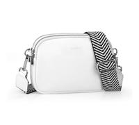 befen Genuine Leather White Crossbody Bag for Women Small Handbags Double Pockets Mobile Phone Shoulder Bag-White