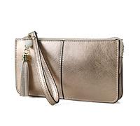 befen Genuine Leather Wristlet Bags Small Clutch Wallet Cell Phone Bag Ladies Purse and Handbag with Tassel Wrist Strap & Card Slots, Zip Pocket Coins Compartment