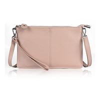 befen Genuine Leather Wristlet Clutch Wallet Purses Small Crossbody Bags for Women with RFID Blocking Card Slots, Carnation Pink, S