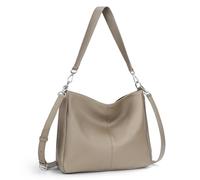 befen Hobo Women's Shoulder Bag, Genuine Leather Shoulder Bag, Medium Tote Bag with Long Handle, Classic City Fashion Bag, Practical Elegant, grey, 30 x 26 x 10 cm