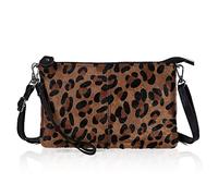 befen Leather Wristlet Clutch Wallet Purses Small Envelope Crossbody Bags for Women, Tan Leopard, S