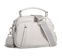 befen Small Genuine Leather Camera Crossbody Bags for Women Triple Zip Cross Body Purses Handbag with Wide Strap, B01-beige Grey, Crossbody Bag With Top Handle