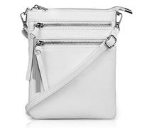 befen Small Leather Crossbody Bags Purses and Handbags for Women, Functional Multi Pocket Cross Body Phone Bag Zipper Shoulder Wallet with Long Strap-White