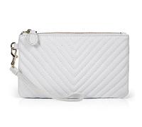 befen Women's Clutch Purse Leather Handbag for Womens Small White Wrislet Bag for Women Shopping-White