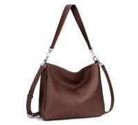 befen Women's Handbag, Genuine Leather, Handbag, Shopper Bag, Soft Hobo Shoulder Bag, Medium Size with 2 Shoulder Straps, Simple Classic Elegant, A-coffee