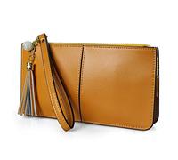 befen Wristlet Bags Women's Genuine Leather Wristlet Clutch Cell Phone Bag Ladies Purse with Tassel Wrist Strap & Card Slots, Zip Pocket Coins Compartment