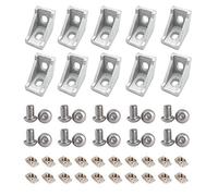 Befenybay 10PCS Extruded Aluminum Profile 2028 Corner Bracket Right Angle with Screws for 6mm Slot Aluminum Extrusion Profile 2020 Series (2028-Silver-10 with Screws)