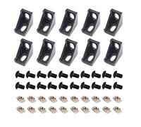 Befenybay 10PCS Extruded Aluminum Profile 2028 Corner Bracket Right Angle with Screws for 6mm Slot Aluminum Extrusion Profile 2020 Series (2028-Black-10 with Screws)