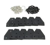 Befenybay 10PCS/Set Black T Corner Bracket Plate with 50PCS M5x8mm Screws and 50PCS M5 T Nuts for 2020 Series Aluminum Profile 3D Printer Frame