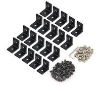 Befenybay 20pcs Black 2 Hole Inside Corner Bracket Connector with 40pcs M5 Screws and 40pcs T Nuts for 6mm Slot Aluminum Extrusion Profile 2020 Series