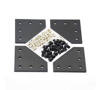 Befenybay 4PCS/Set Corner Bracket Plate with 20PCS M5x8mm Screws and 20PCS M5 T Nuts, 5-Hole Tee Outside Joining Plate for 2020 Series Aluminum Profile 3D Printer Frame (Black L-4 with Screw)