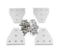 Befenybay 4PCS/Set Corner Bracket Plate with 20PCS M5x8mm Screws and 20PCS M5 T Nuts, 5-Hole Tee Outside Joining Plate for 2020 Series Aluminum Profile 3D Printer Frame (Silver T-4 with Screw)