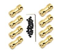 Befenybay 8 Pcs 2mm to 2mm Brass Connector Copper DIY Motor Flexible Shaft Coupling Joint Connector With Screws for Small Motor (2mm to 2mm)