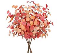 Beferr 5 Pcs Artificial Eucalyptus Stems Leaves Fall Decorations for Home Autumn Faux Eucalyptus Fall Artificial Flowers for Fall Decor Table Centerpieces Thanksgiving Wedding Party Halloween Decor