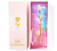 Beferr Birthday Galaxy Colorful Rose Gifts for Mum Enchanted Rainbow LED Flower Gift with Heart Base Birthday Rose Gifts for Women Her Best Present for Mum Wife Grandma Sister Mothers Anniversary