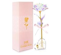 Beferr Galaxy Colorful Rose Gifts for Mum Enchanted Rainbow Flower Gift with Heart Base Birthday Rose Gifts for Women Best Present for Mum Wife Grandma Girlfriend Sister Mothers Anniversary