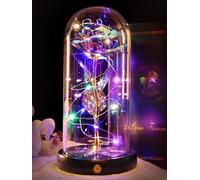 Beferr Gifts for Mum,Christmas Rechargeable Rainbow Light Up Rose in A Glass Dome,Birthday Gifts for Women Mom Wife Grandma Girlfriend,Crystal Flower Christmas Rose Gift For Friend On Anniversary