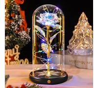 Beferr Valentines Galaxy Rose Gifts for Her Crystal Flower Birthday Gifts for Women Light Up Rose In A Glass Dome Gifts for Mum Girlfriend Wife Mothers Thanksgiving Anniversary Colorful