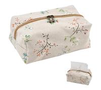 BEFFLYING Fabric Tissue Box Cover Holder Rectangle Cotton, 6.89*3.94*2.76in | Boho Napkin Holder, Hand Printed, Soft Reusable, for Living Dining Bathroom Office Cafe Spa Dark Orange
