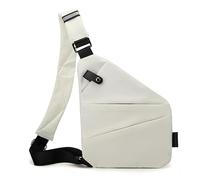 Befoore Anti Theft Chest Pocket - Sling Bag Chest Bag Small Cross Body Bag, Casual Shoulder Bag Handbag Lightweight Fashion Daypack for Women Ladies Girls(White,Left)