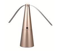 Befoore Fly Fans for Tables - Automatic Bugs Repellent Fan for Outdoor Indoor Meal - Soft Blades Electric Fly Fans for Restaurants, Picnic, BBQ, Camping(Gold)