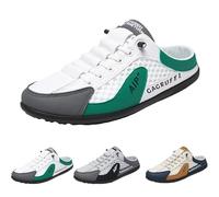 Befoore Men's Backless Sneakers, New Summer Slip-on Men's Sports Slippers, All-match Casual Open Back Sneakers Outdoor Shoes Men's Flip Flops for Indoor Outdoor Travel(Green,8 UK)