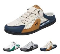 Befoore Men's Backless Sneakers, New Summer Slip-on Men's Sports Slippers, All-match Casual Open Back Sneakers Outdoor Shoes Men's Flip Flops for Indoor Outdoor Travel(Khaki,8 UK)