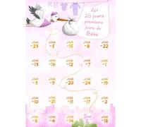Before & After Birth Calendar - 25 Days of Tips, Tricks & Challenges - A3 Size Giant Cards - Cardboard Easel Included - Hand Illustrations - Pink Mum To Be Gift Idea