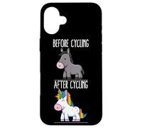 Before After Cycling Unicorn Bicycle Mountain Biking Cyclist Case for iPhone 16 Plus