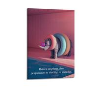 Before Anything Else Preparation Is The Key to Success Rhino Pool Scene Wall Art, Whimsical Motivational Decor Canvas Print for Living Room And Office Artistic Wall Mural Modern Hanging Decor Poster08