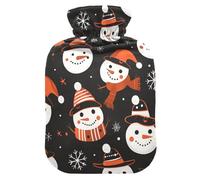 Before Christmas Snowman Orange Black Cute hot Water Bottle with Soft Cover, 1L Warm Water Bottle for Bed for Neck and Shoulder Pain Relief,Menstrual Cramps,Bolsa Caliente para Dolores musculares