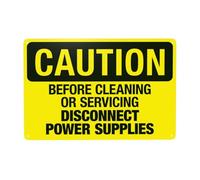 Before Cleaning Or Servicing Disconnect Power Supplies Metal Warning Sign with Easy Install for Indoor Outdoor Security, Business Office Home Garden Street Decor 30 x 20 cm