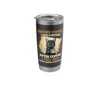 Before Coffee I Hate All After Coffee Black Cat Drink Stainless Steel Insulated Tumbler