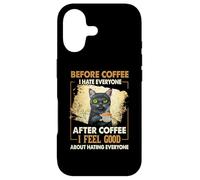 Before Coffee I Hate Everyone After Coffee Black Cat Drink Case for iPhone 17
