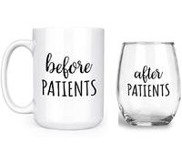 Before Patients, After Patients SET - Set Contains: One (1) 15 oz Deluxe Large Double-Sided Mug and One (1) 17 oz Stemless Wine Glass