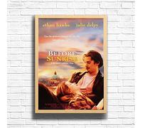 Before Sunrise, 90s Movie Print Vintage Nostalgic Film Poster, A4 and A3 Size Frame Options,Great Home, Pub, Café, Bar Decoration Wall Art Print, House gift for movie lovers (A3 Framed (Oak))