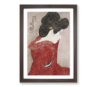 Before the Mirror by Ito Shinsui Framed Print | A2 Walnut Framed Wall Art | Ready to Hang | Modern Nature Picture | Living Room Bedroom Lounge Office