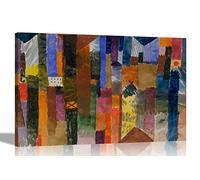Before The Town by Paul Klee Canvas Wall Art l Modern Landscape Prints | Expressionism Artwork for Living Room Bedroom Office Lounge Ready to Hang 60 x 40cm (24 x 16 inches) A2