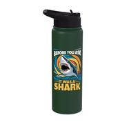 Before You Ask It was A Shark One Leg Prosthetic User Stainless Steel Insulated Water Bottle
