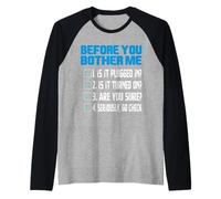 Before You Bother Me Funny Tech Support Checklist Quote Raglan Baseball Tee