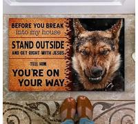 Before You Break Into My House German Shepherd Dog Non Slip Rubber Backed Entryway Rugs for Indoor Outdoor Entrance Floor Door Mat 24x16 Inch