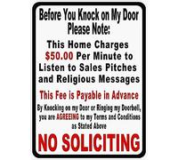 Before You Knock On My Door Sign No Soliciting Metal 8x12 Inch