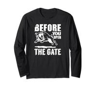 Before You Open The Gate Bulldog Warning Funny Long Sleeve T-Shirt