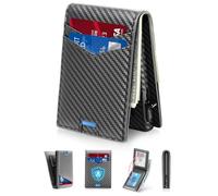 beforpet Wallet for Men RFID Wallet with 2 ID Window & Cash Slot, Bifold Slim Minimalist Wallet with Pop Up Card Holder for 12-13 Cards, Front Pocket, Gifts for Men, Carbon Fiber, Minimalist Pop Up