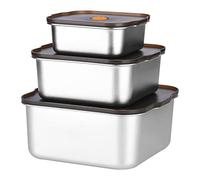 BEFOY Stainless Steel 101oz Big Food Storage Containers with Translucent Lid Food Lunch Box Containers Leak-proof Light Easy Set with Air Vent Snack Boxes (700/1700/3000)