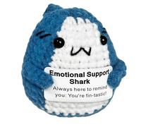 Befrenetic Emotional Support Gift: Positive Crochet Shark Plush, Mini Funny Cute Knitted Dolls for Friends