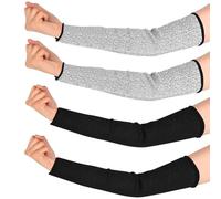 Befun 2 Pairs Cut Resistant Sleeves, 41cm Protection Sleeves Slash Resistant Safety Arm Protector, Level 5 Protection, Gardening Guard Sleeves Prevent Scrapes Scratches Skin Irritations (Black+Gery)