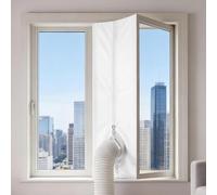 Befun AC Window Seal, 300cm/118Inch Portable Universal Air Con Window Kit, Hot Air Stop Air Exchange Guards with Zip and Adhesive Fastener for Mobile Air Conditioner Unit and Tumble Dryer