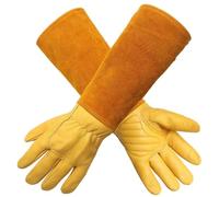 Befun Gardening Gloves for Women/Men - Thorn-Proof Long-Leather Cowhide Leather Rose/Blackberry Pruning Heavy Duty Garden Gloves Thick Palm Gauntlet Garden Work Gloves with Forearm Protection-L